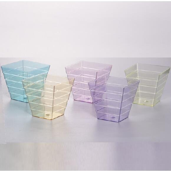 HoChong-50ct Mini Clear Tasting Sample Glasses Plastic Dessert Cups With Lids