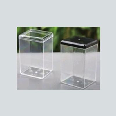 9OZ Clear Square Lightweight PS Containers Cookie Spice Jar Plastic Storage Multi-Purpose Jars With with Silver Metal Lids