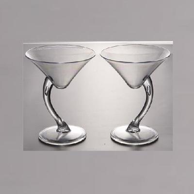 3 oz Plastic Clear Dessert Cups Scallop Stem Tall Martini Cocktail  Shooter Glasses Disposable Reusable Party Bowls
