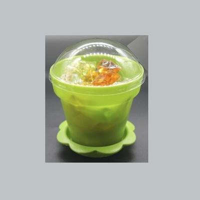 CH73 Flower Pot  Shape DIY Baking Plastic Dessert Jelly Cake Yogurt Mousse Cups with optional Lid and Shovel , Assorted colors ,