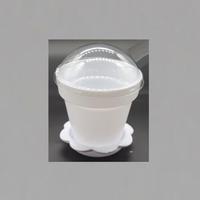 White Color Flower Pot  Shape DIY Baking Plastic Dessert Jelly Cake Yogurt Mousse Cups with optional Lid and Shovel , Assorted c