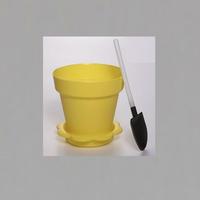 Yellow Color  Flower Pot  Shape DIY Baking Plastic Dessert Jelly Cake Yogurt Mousse Cups with optional Lid and Shovel , Assorted